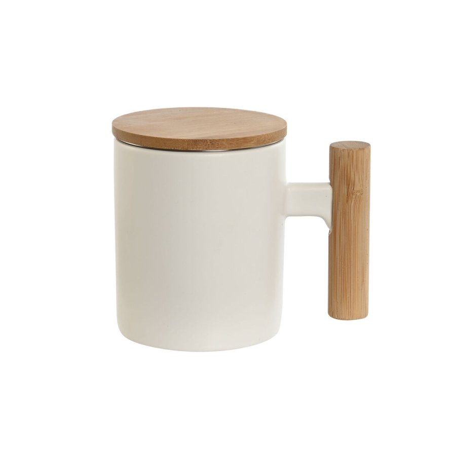 Krus med infusionsfilter Home ESPRIT Hvid Rustfrit stl Porceln 360 ml #1