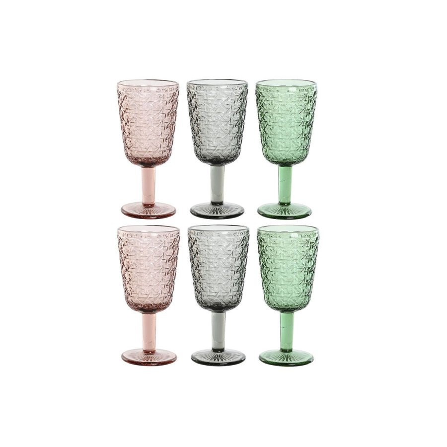 St med glas Home ESPRIT Sort Rd Grn Krystal 285 ml (6 enheder) #1