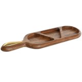 Snack bakke Home ESPRIT Gylden Natur 46 x 13,5 x 2,5 cm #1