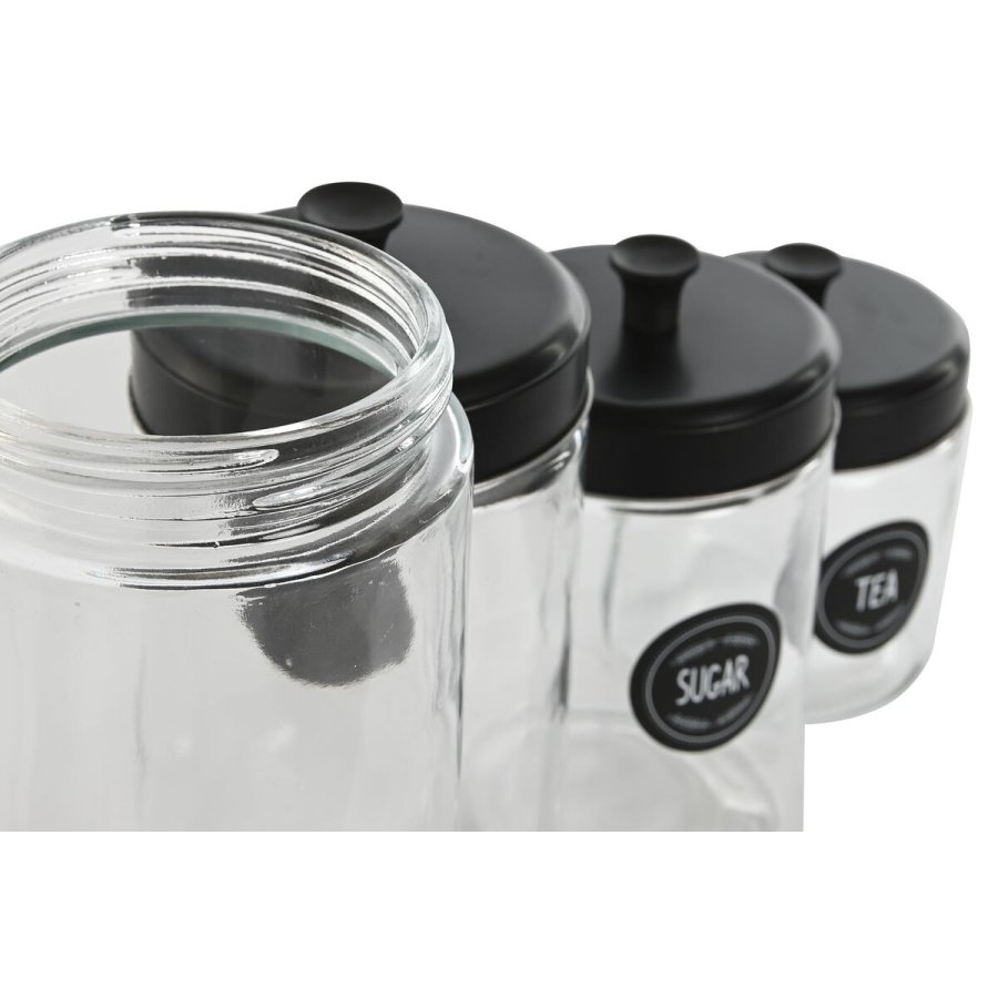 St med 4 Dser Home ESPRIT Sort Metal Krystal 1 L 1,5 L 1,8 L 10,4 x 10,4 x 26,4 cm #7