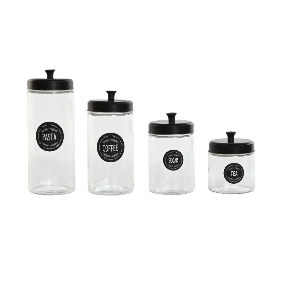 St med 4 Dser Home ESPRIT Sort Metal Krystal 1 L 1,5 L 1,8 L 10,4 x 10,4 x 26,4 cm #1