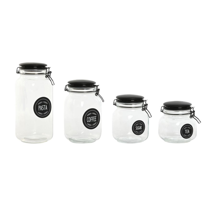 St med 4 Dser Home ESPRIT Sort Metal Krystal 2 L 11,4 x 11,4 x 26,7 cm #1