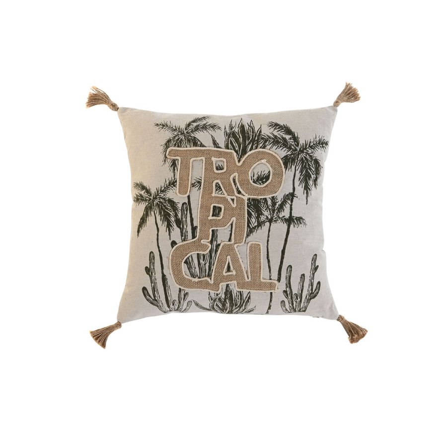 Pude Home ESPRIT Beige Natur Tropisk Boho 45 x 5 x 45 cm #1