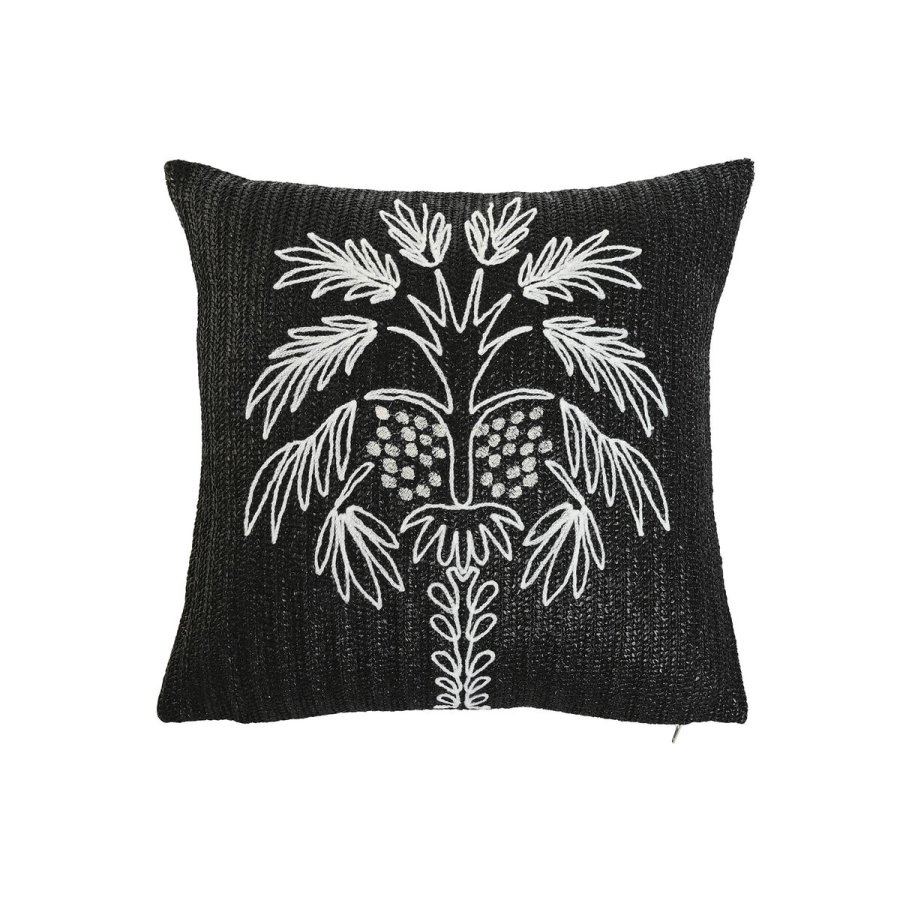 Pude Home ESPRIT Hvid Sort Palmera 42 x 15 x 42 cm #1