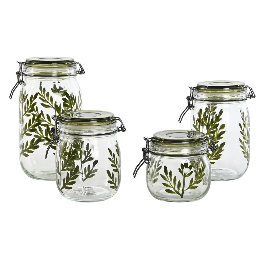 St med 4 Dser Home ESPRIT Grn Krystal Jern 1,5 L 11,3 x 11,3 x 21,7 cm #13