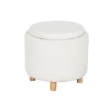 Stol Home ESPRIT Hvid Polyester Gummitr Tr MDF 48 x 48 x 43 cm #1