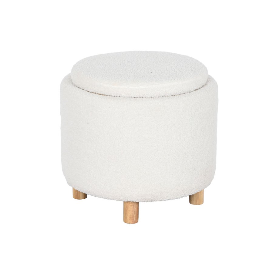 Stol Home ESPRIT Hvid Polyester Gummitr Tr MDF 48 x 48 x 43 cm #1
