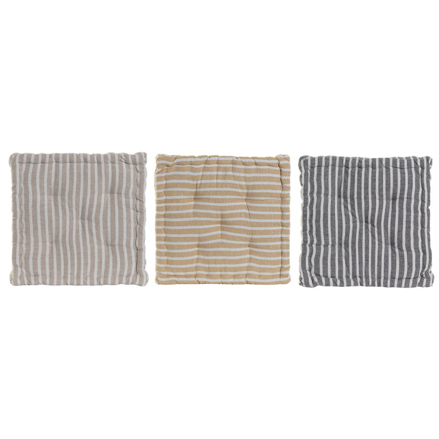 Pude Home ESPRIT Gul Beige Middelhavet 56 x 56 x 13 cm (3 enheder) #6