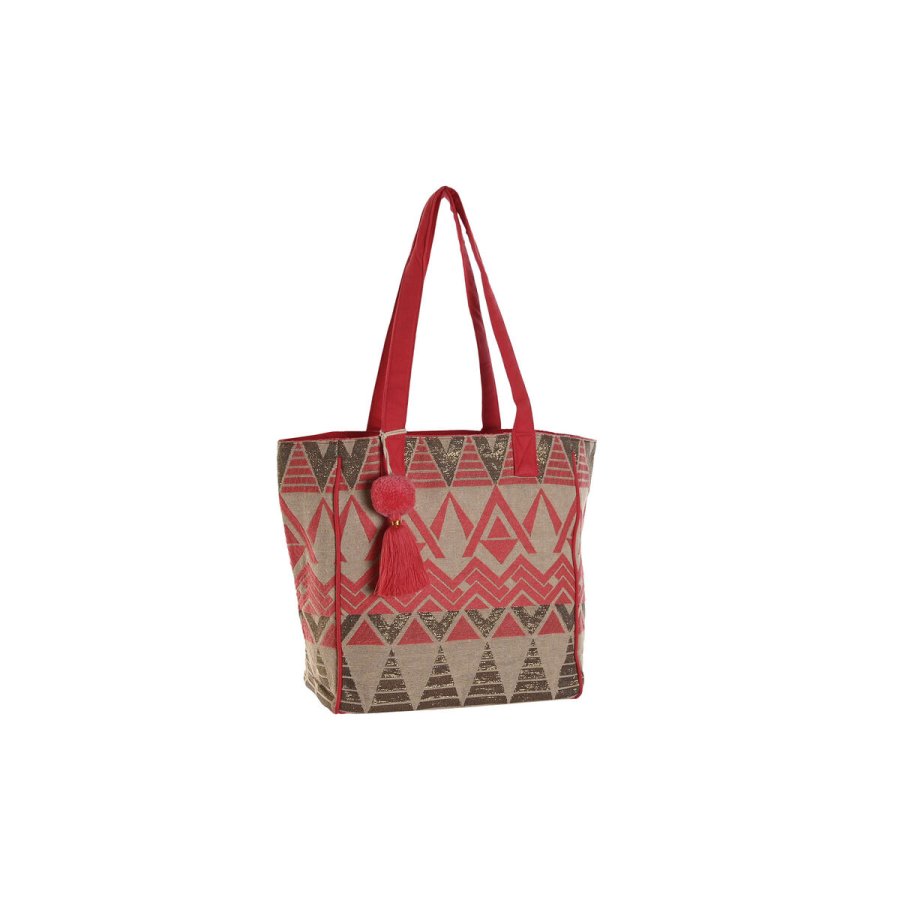 Skuldertaske Home ESPRIT Beige Fuchsia 31 x 16 x 66 cm #1