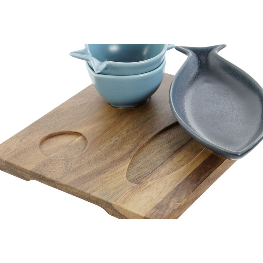 St til appetizere Home ESPRIT Bl Himmelbl Porceln Akacie Middelhavet Fisk 19,5 x 16,5 x 1,3 cm 4 Dele #7