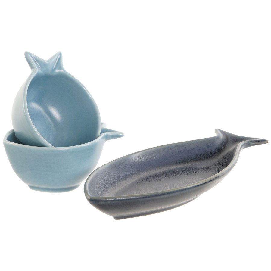 St til appetizere Home ESPRIT Bl Himmelbl Porceln Akacie Middelhavet Fisk 19,5 x 16,5 x 1,3 cm 4 Dele #10