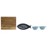 St til appetizere Home ESPRIT Bl Himmelbl Porceln Akacie Middelhavet Fisk 19,5 x 16,5 x 1,3 cm 4 Dele #13