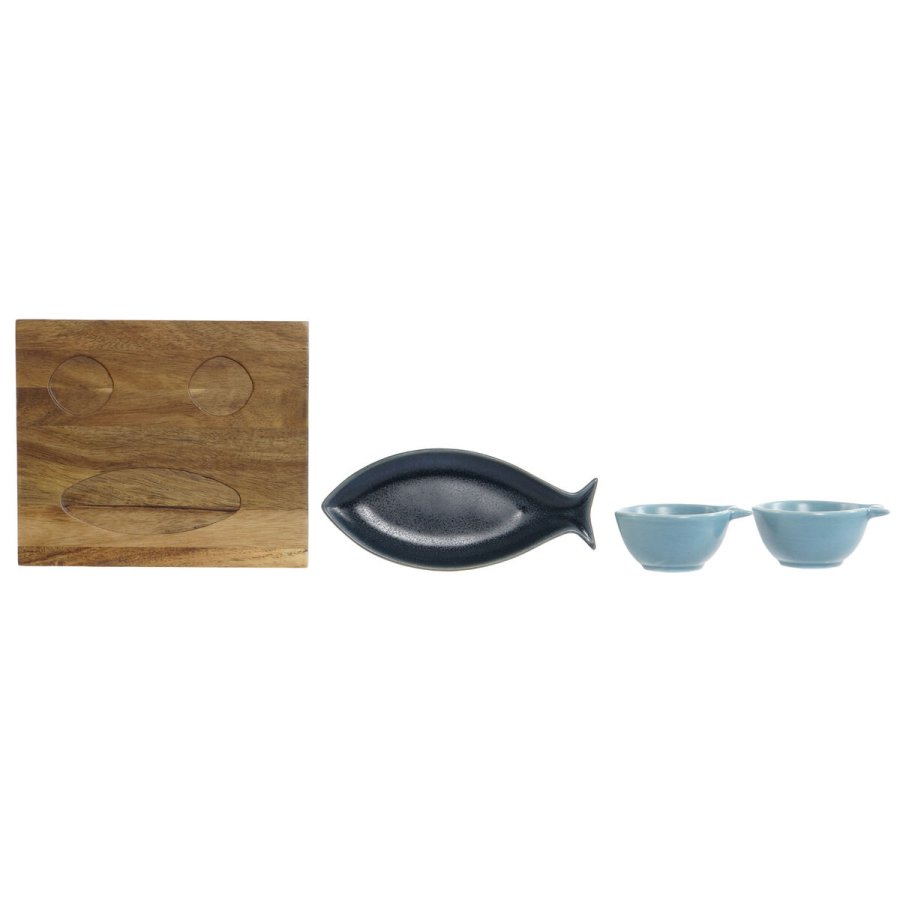 St til appetizere Home ESPRIT Bl Himmelbl Porceln Akacie Middelhavet Fisk 19,5 x 16,5 x 1,3 cm 4 Dele #13