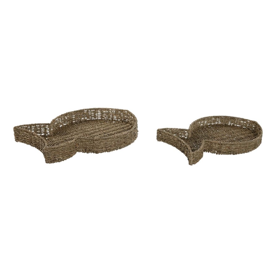 Bakkes�t Home ESPRIT Natur Metal 49 x 33 x 6 cm (2 enheder) #1
