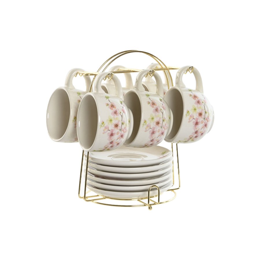Dele kaffekopst Home ESPRIT Gul Hvid Pink Syren Metal Dolomite 180 ml #10