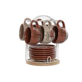 Dele kaffekopst Home ESPRIT Gul Beige Terrakotta Syren Metal Dolomite 180 ml #10