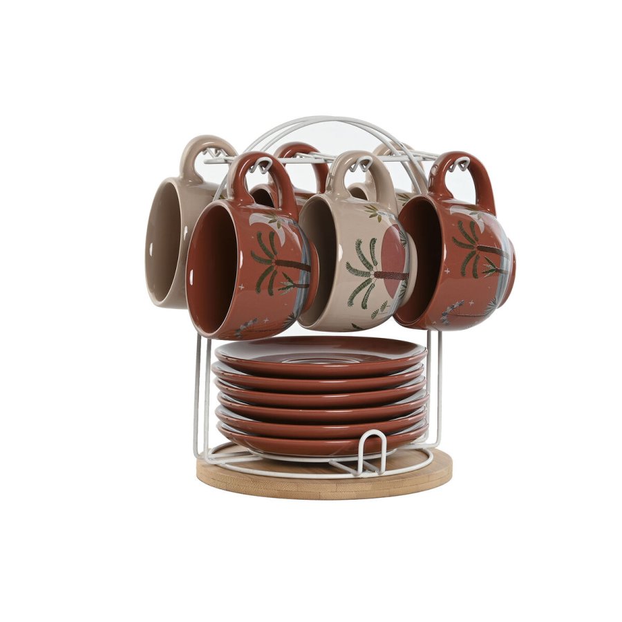 Dele kaffekopst Home ESPRIT Gul Beige Terrakotta Syren Metal Dolomite 180 ml #10