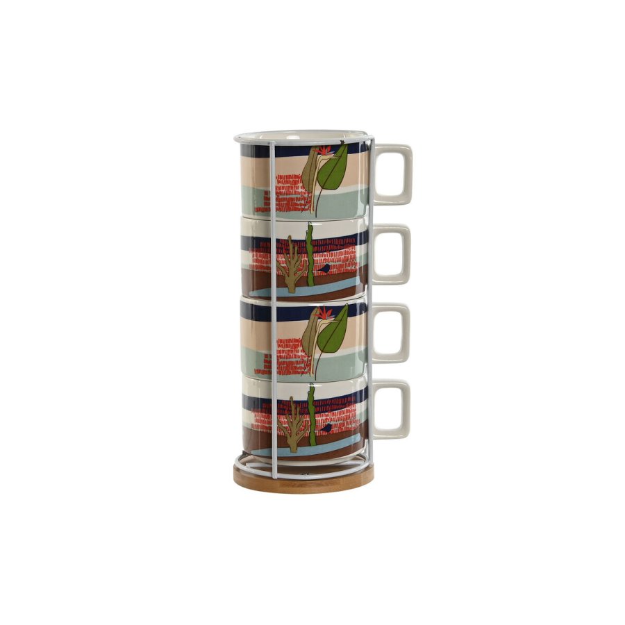 Dele kaffekopst Home ESPRIT Bl Grn Pink Syren Metal Bambus Dolomite 260 ml #10
