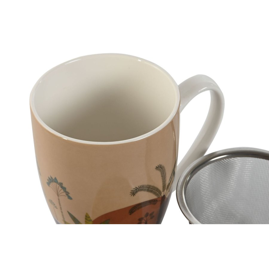 Krus med infusionsfilter Home ESPRIT Bl Beige Terrakotta Rustfrit stl Porceln 380 ml (2 enheder) #10