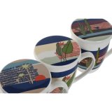 Krus med infusionsfilter Home ESPRIT Bl Grn Rustfrit stl Porceln Tropisk 380 ml (3 enheder) #4