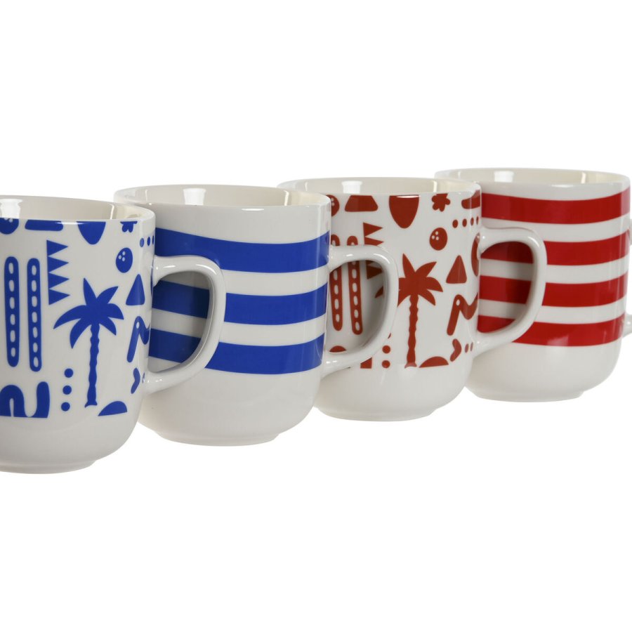 Krus Home ESPRIT Bl Rd Porceln Boho 380 ml (4 enheder) #4