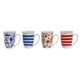 Krus med infusionsfilter Home ESPRIT Bl Rd Rustfrit stl Porceln 380 ml (4 enheder) #1
