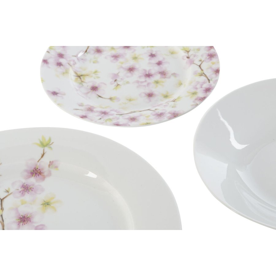 Madlavningsst Home ESPRIT Hvid Grn Pink Porceln 18 Dele 27 x 27 x 2 cm #4