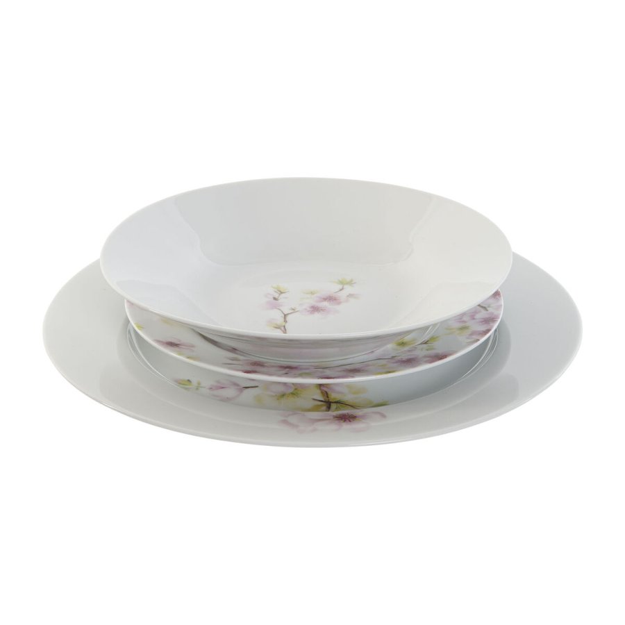 Madlavningsst Home ESPRIT Hvid Grn Pink Porceln 18 Dele 27 x 27 x 2 cm #10