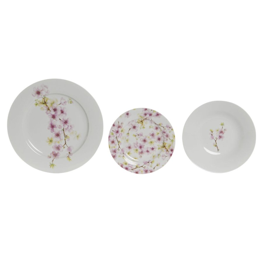 Madlavningsst Home ESPRIT Hvid Grn Pink Porceln 18 Dele 27 x 27 x 2 cm #13
