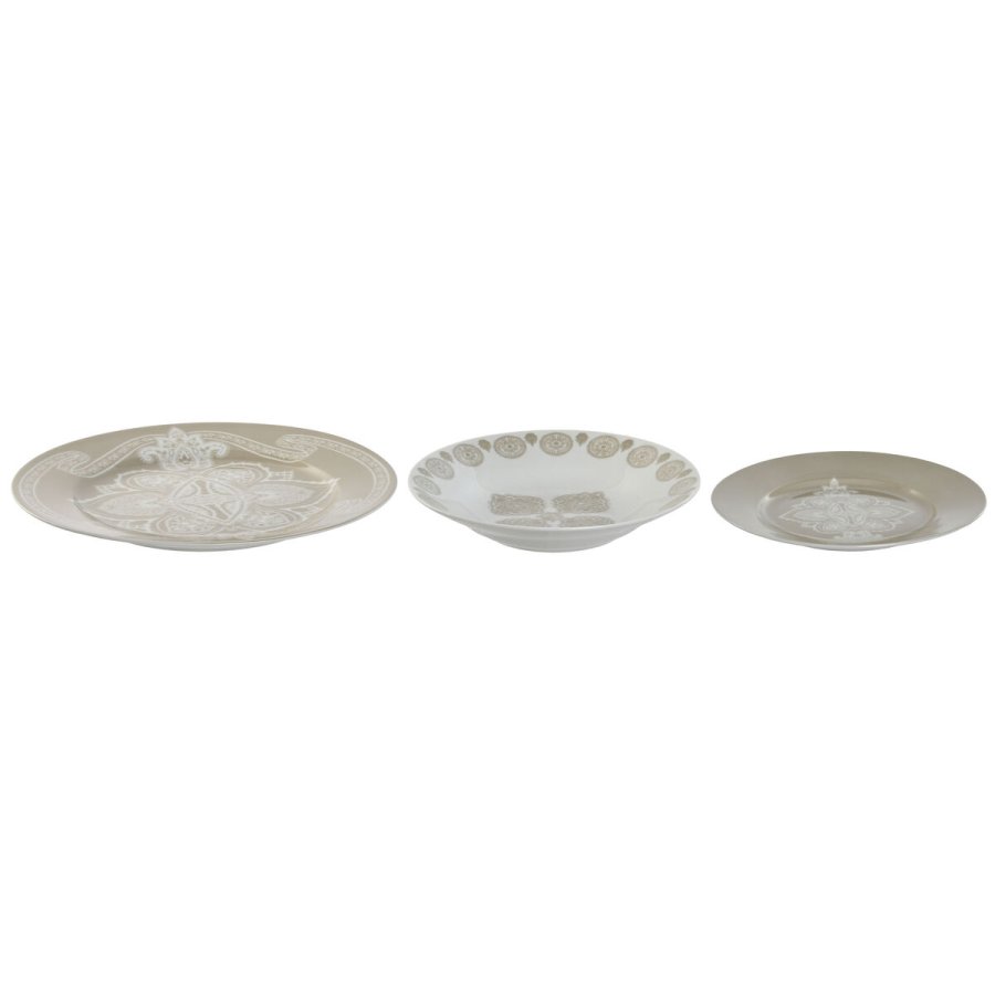Madlavningsst Home ESPRIT Bl Beige Porceln 18 Dele 27 x 27 x 2 cm #1