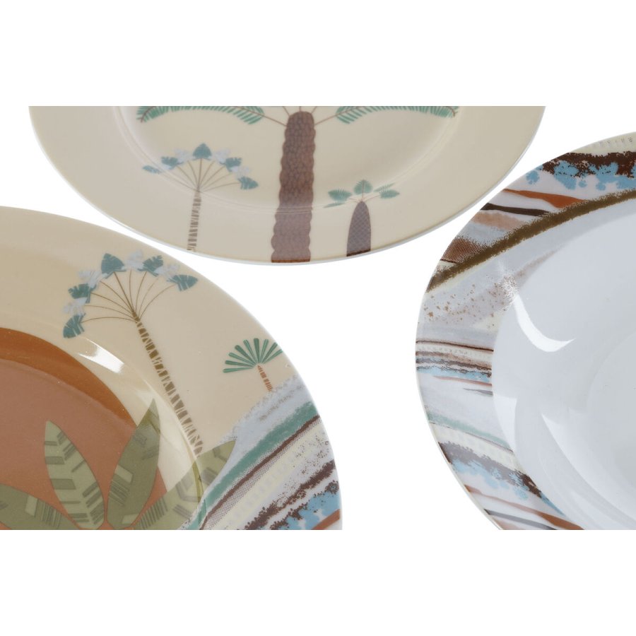 Madlavningsst Home ESPRIT Beige Multifarvet Porceln 18 Dele 27 x 27 x 2 cm #4