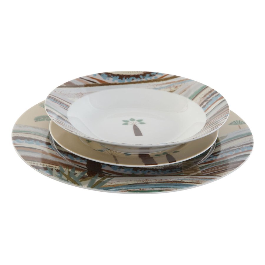 Madlavningsst Home ESPRIT Beige Multifarvet Porceln 18 Dele 27 x 27 x 2 cm #10