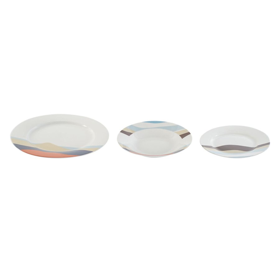Madlavningsst Home ESPRIT Bl Grn Porceln Tropisk 18 Dele 27 x 27 x 2 cm #1