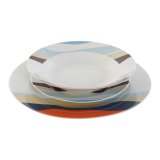 Madlavningsst Home ESPRIT Bl Grn Porceln Tropisk 18 Dele 27 x 27 x 2 cm #10