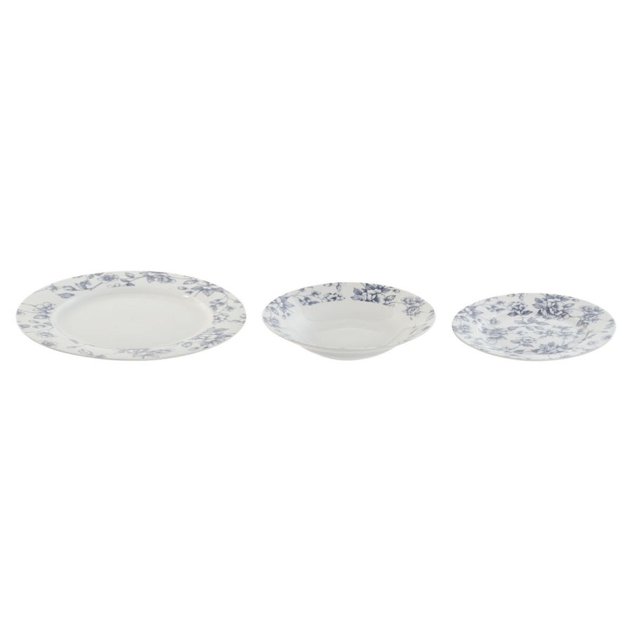 Madlavningsst Home ESPRIT Bl Porceln Floral 18 Dele 27 x 27 x 2 cm #1
