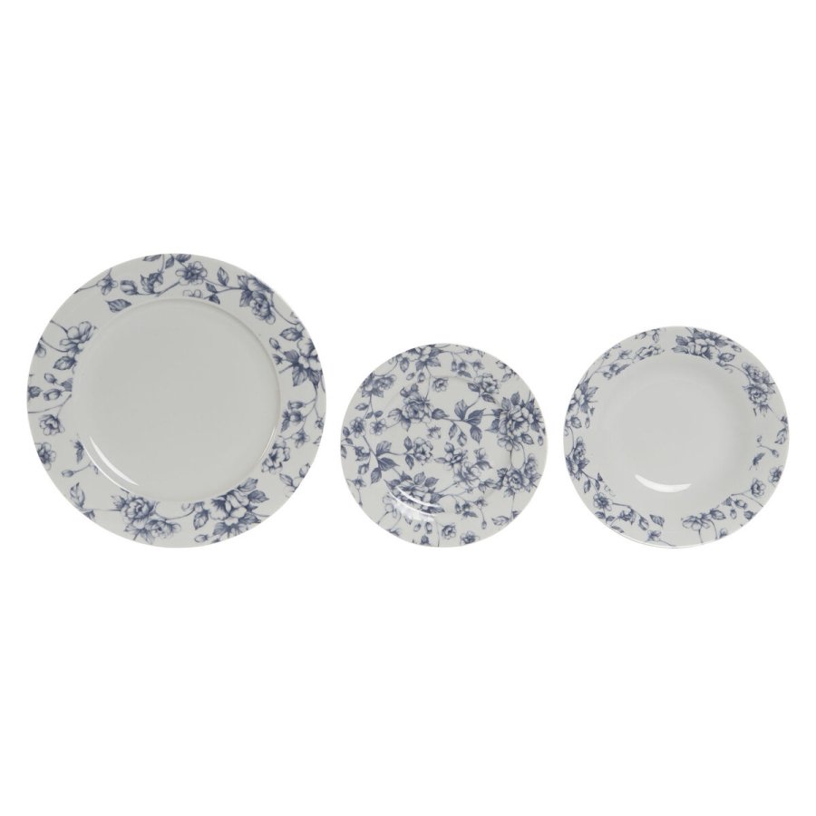 Madlavningsst Home ESPRIT Bl Porceln Floral 18 Dele 27 x 27 x 2 cm #13