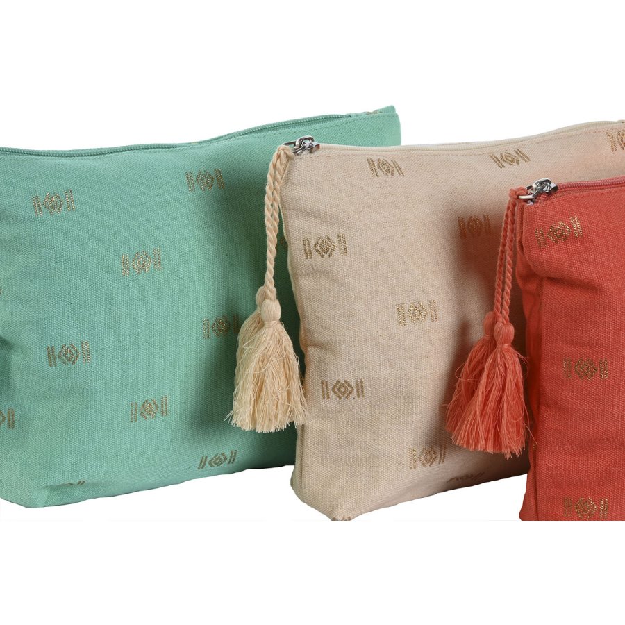 Rejsetoilettaske Home ESPRIT Gr�n Beige Koral 25 x 5 x 20 cm (3 enheder) #2