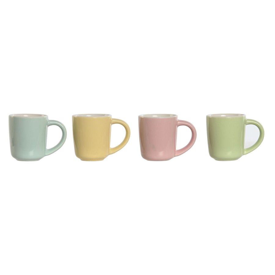 Dele kaffekopst Home ESPRIT Gul Bl Grn Pink Porceln 90 ml 4 Dele #1