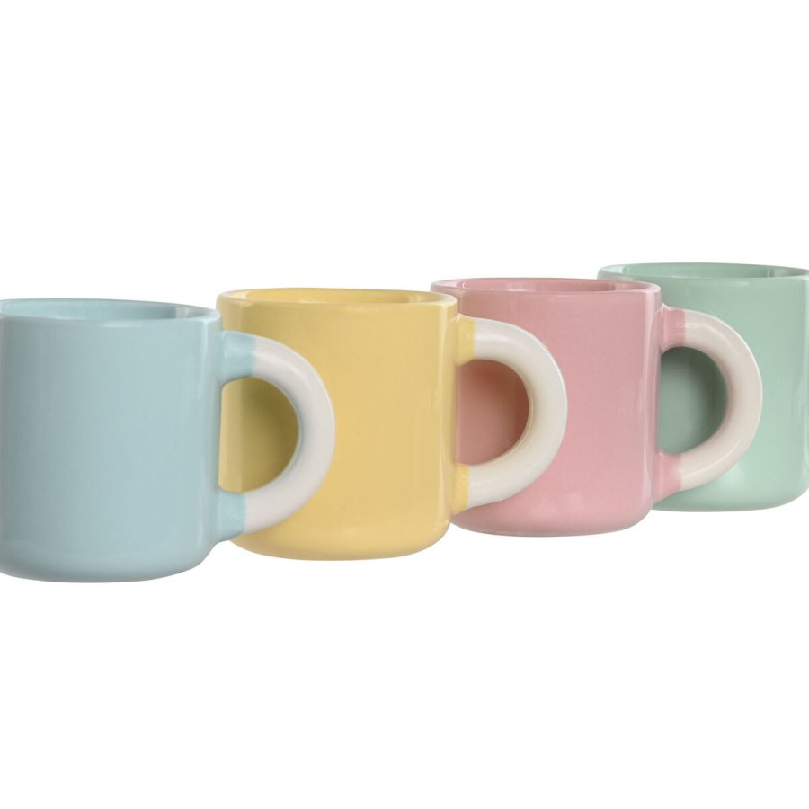 Dele kaffekopst Home ESPRIT Gul Bl Grn Pink Porceln 110 ml 4 Dele #4