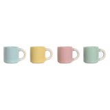 Dele kaffekopst Home ESPRIT Gul Bl Grn Pink Porceln 110 ml 4 Dele #1