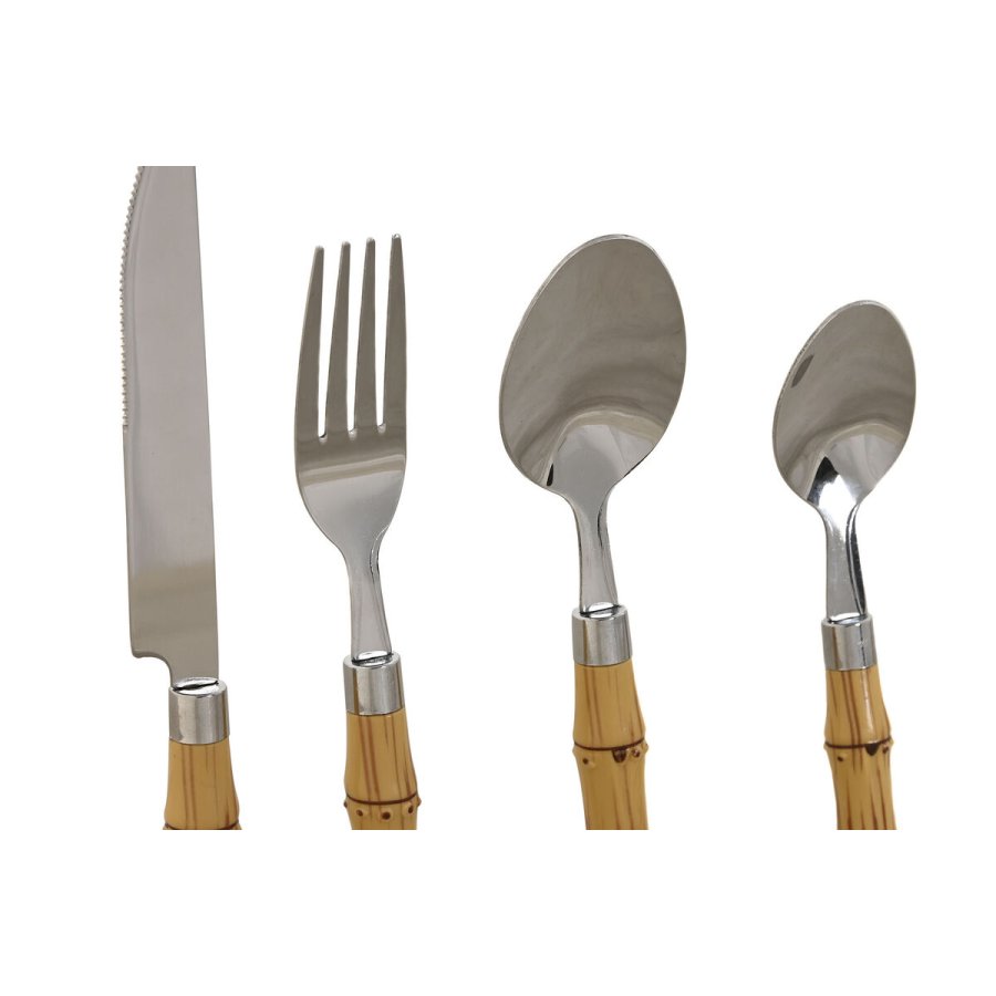 Bestik Home ESPRIT Slvfarvet Natur Rustfrit stl ABS 3 x 2 x 16 cm 24 Dele #3