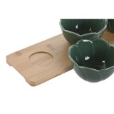 St til appetizere Home ESPRIT Grn Mrk grn Bambus Porceln Tropisk 4 Dele 32 x 10 x 7 cm (2 enheder) #7