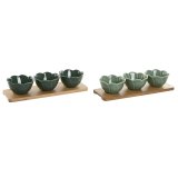 St til appetizere Home ESPRIT Grn Mrk grn Bambus Porceln Tropisk 4 Dele 32 x 10 x 7 cm (2 enheder) #1