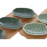 St til appetizere Home ESPRIT Grn Mrk grn Bambus Porceln Tropisk 4 Dele 28,4 x 10,5 x 3 cm (2 enheder) #4