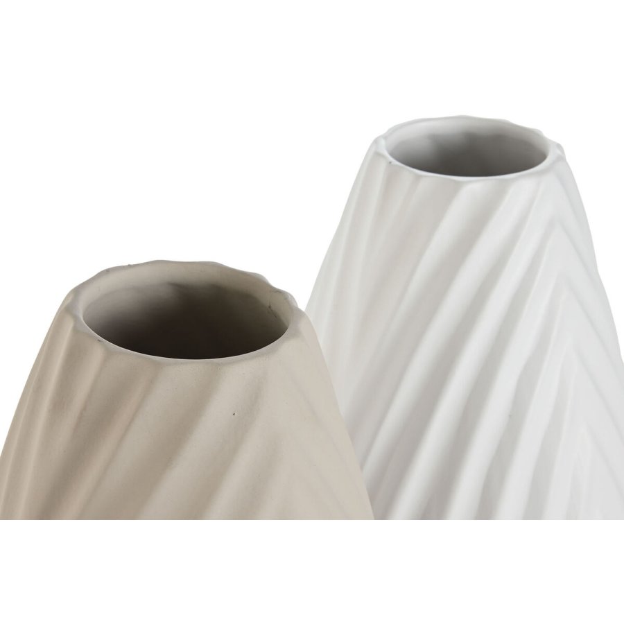 Vase Home ESPRIT Hvid Beige Stent�j Traditionel stil 24 x 24 x 41 cm (2 enheder) #2