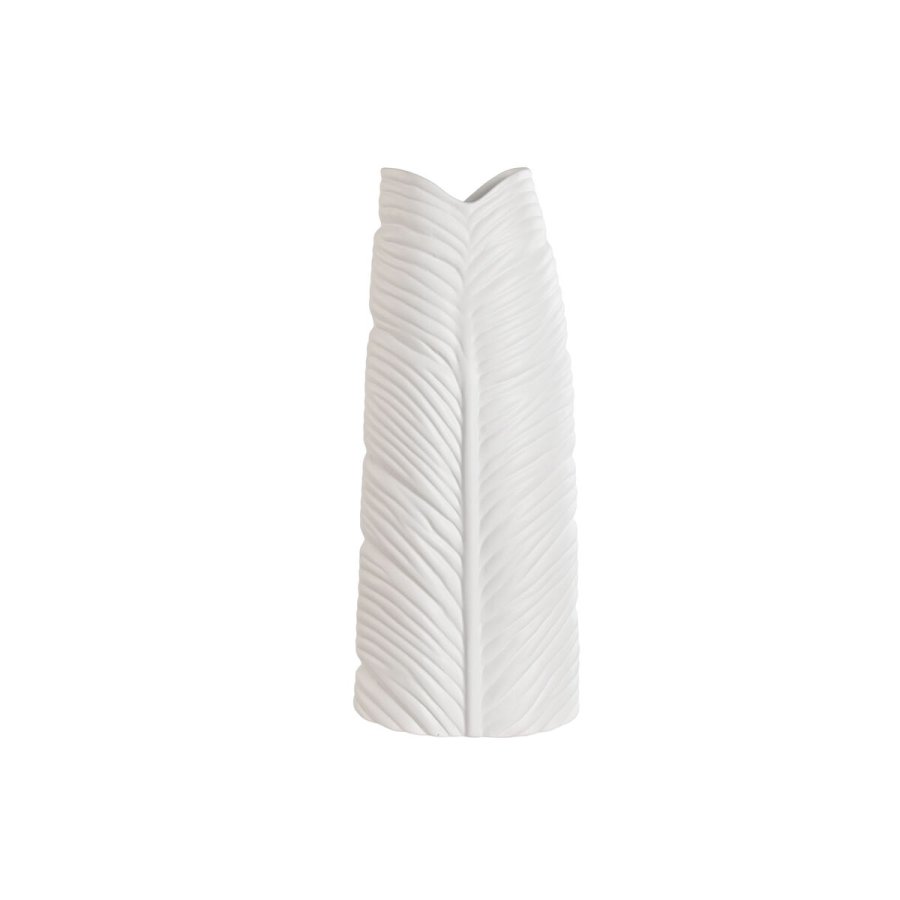 Vase Home ESPRIT Hvid Stent�j Tropisk Blad af en plante 21 x 10 x 50 cm #1
