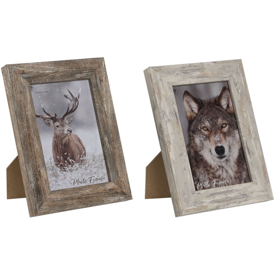 Fotoramme Home ESPRIT Hvid Natur Krystal polystyren Skandinavisk 14,5 x 2 x 20 cm (2 enheder) #1