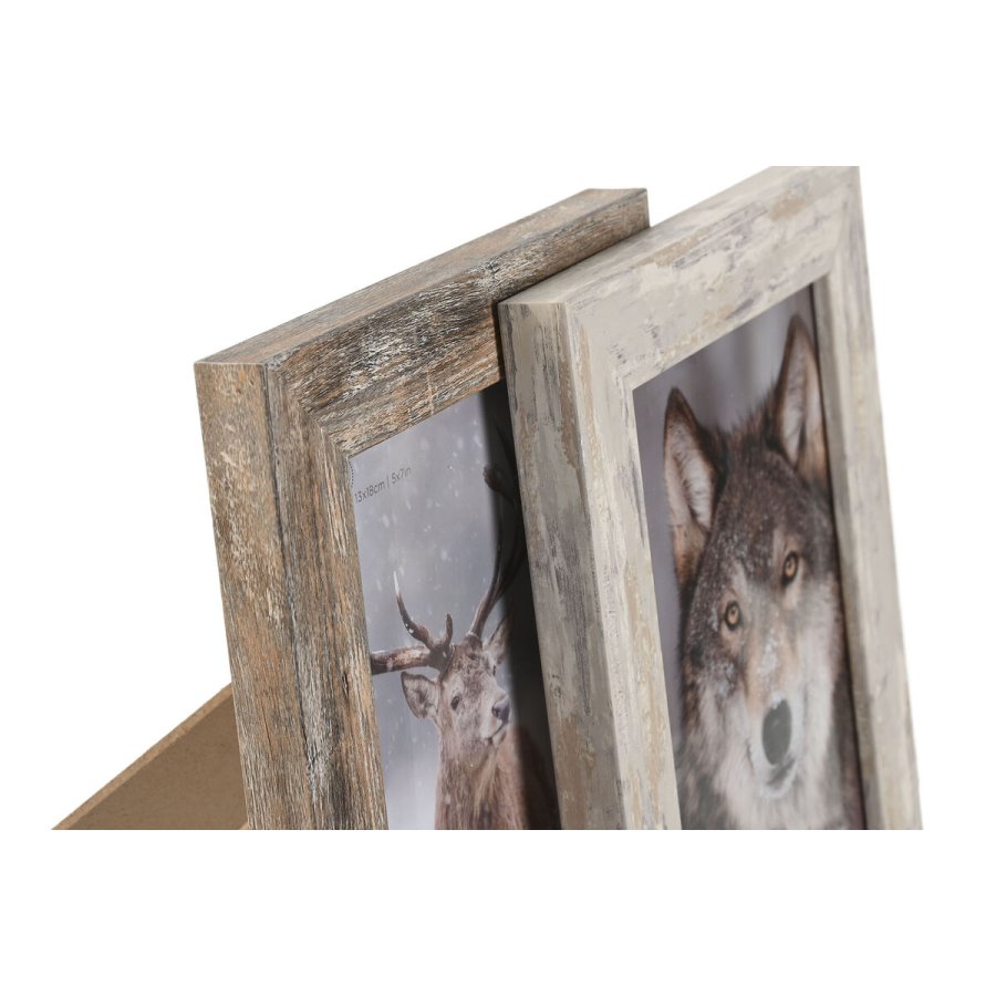 Fotoramme Home ESPRIT Hvid Natur Aluminium Krystal polystyren Scandi 16 x 2 x 22 cm (2 enheder) #5