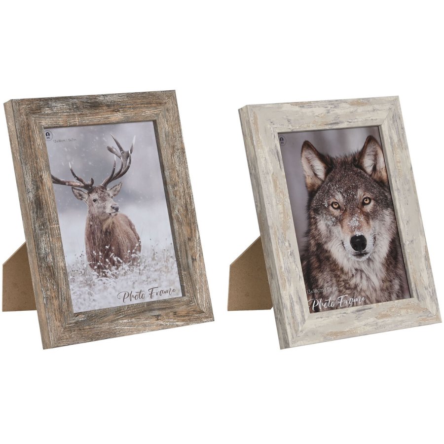 Fotoramme Home ESPRIT Hvid Natur Aluminium Krystal polystyren Scandi 16 x 2 x 22 cm (2 enheder) #1