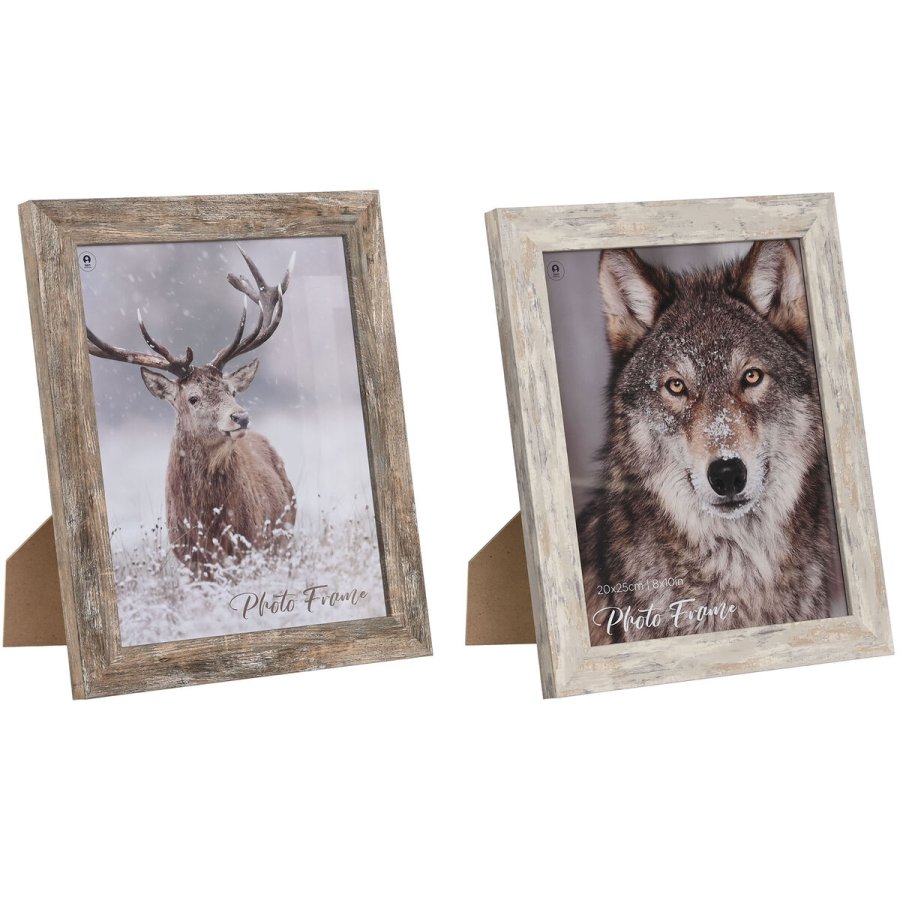 Fotoramme Home ESPRIT Hvid Natur Krystal polystyren Skandinavisk 24,6 x 2 x 29,6 cm (2 enheder) #1